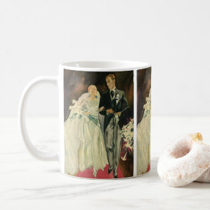 Taza De Café Arte Deco Vintage Boda Novia y Novio Recién Casado