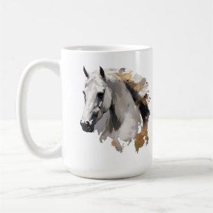 Taza De Café Arte del Caballo Blanco Galopante Grace
