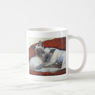 Taza De Café Arte del gato siamés el dormir