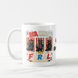 Taza De Café Arte del Partido del Mapache Patriótico Feroz Rojo
