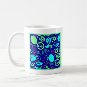 Taza De Café Arte del patrón de frutas de neón