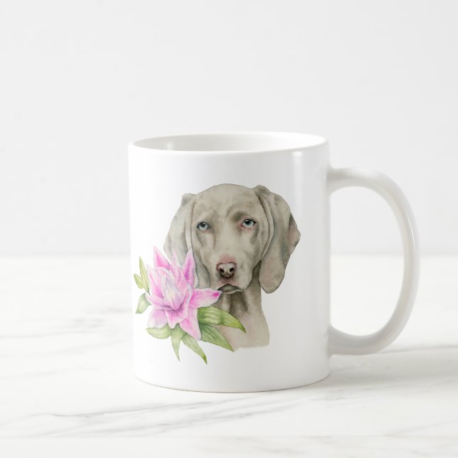 Taza De Café Arte del perro de Weimaraner (Derecha)