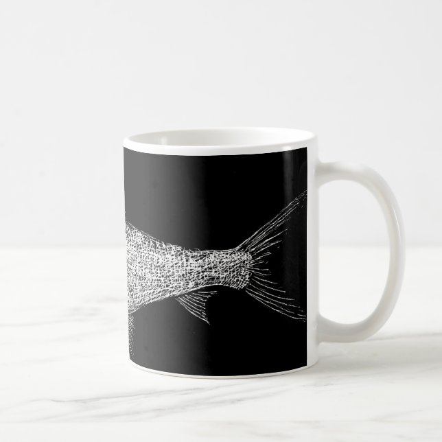 Taza De Café Arte del rasguño del Bonefish (Derecha)