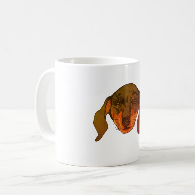 Taza De Café Arte del vector marrón de Dachshund (Anverso izquierdo)