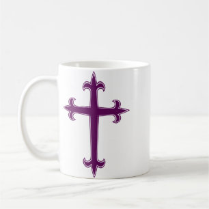 Taza De Café Arte Devocional de Cuaresma y Adviento Cruz Púrpur