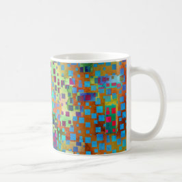 Taza De Café Arte digital abstracto colorido con cuadrados