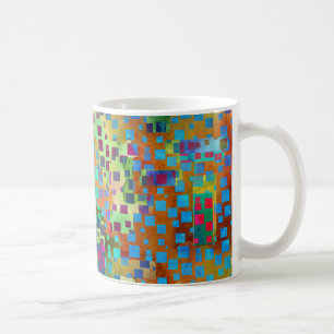 Taza De Café Arte digital abstracto colorido con cuadrados