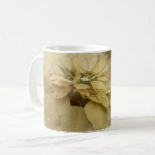 Taza De Café Arte digital de poinsettias de color crema