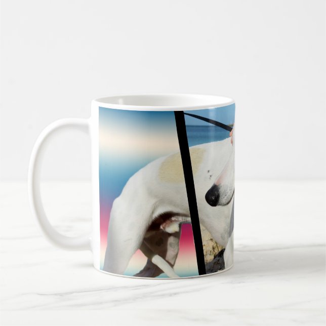 Taza De Café Arte Dimensional de perro blanco, (Izquierda)