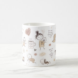 Taza De Café Arte divertido de Doodle para nuevos padres sobre