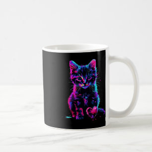 Taza De Café Arte divertido de gato gatito con luz negra falla