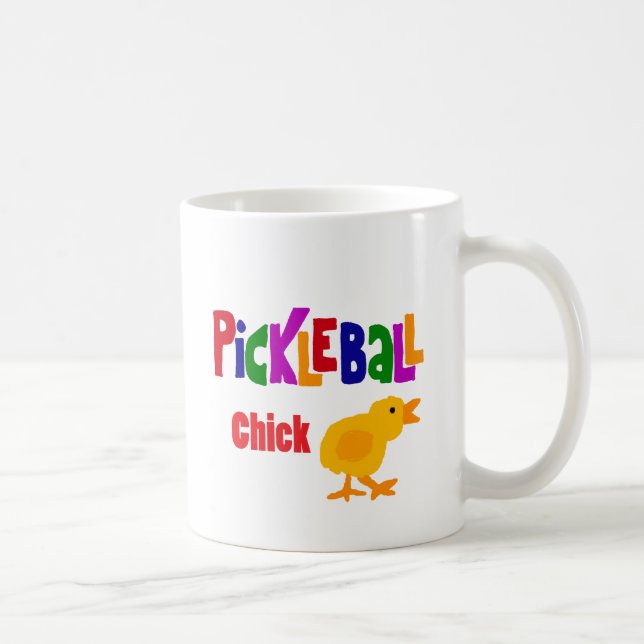 Taza De Café Arte divertido del polluelo de Pickleball (Derecha)