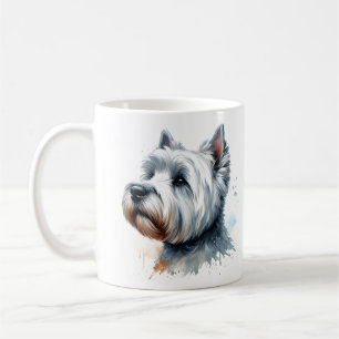 Taza De Café Arte en Acuarela de Cara de Perro Terrier Westie A
