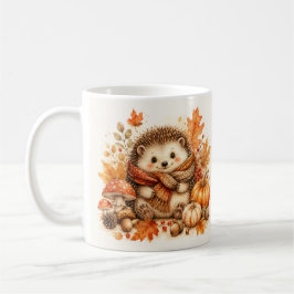 Taza De Café Arte en Acuarela de Erizo Otoñal Acogedor