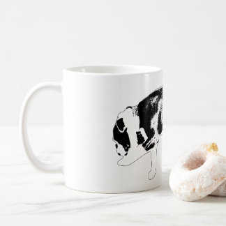 Taza De Café Arte en blanco y negro de paseo de bulldog determi