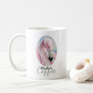 Taza De Café Arte en colores pastel del flamenco rosado