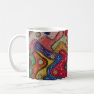 TAZA DE CAFÉ ARTE EN PATRONES DESDE LA IMPRESIÓN PINTA POR MANO