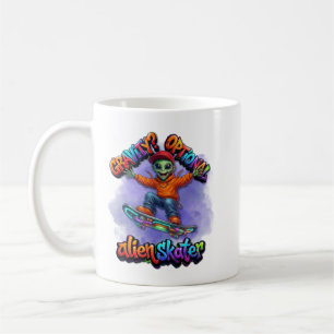 Taza De Café Arte espacial de hoverboard de skater alienígena c