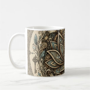Taza De Café Arte Espiritual Vintage Mandala de Loto Sagrado