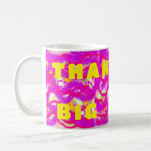 Taza De Café Arte esponjoso rosa gracias a las letras grandes d
