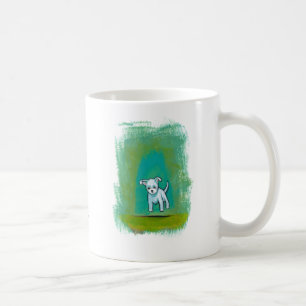 Taza De Café Arte feliz flotante de la diversión perrito blanc