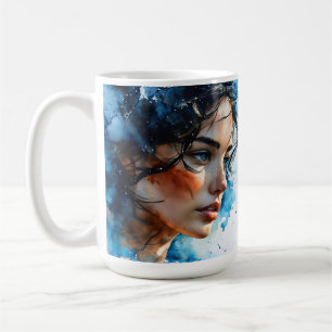 Taza De Café Arte femenino de doble exposición