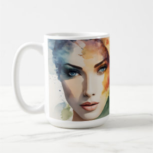 Taza De Café Arte femenino de doble exposición