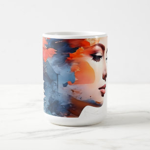 Taza De Café Arte femenino de doble exposición