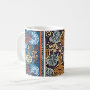Taza De Café Arte floral antiguo Nouveau verduras, calabazas