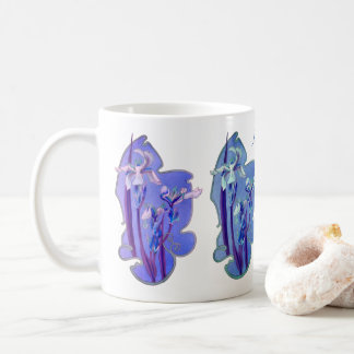 Taza De Café Arte floral azul Iris personalizado