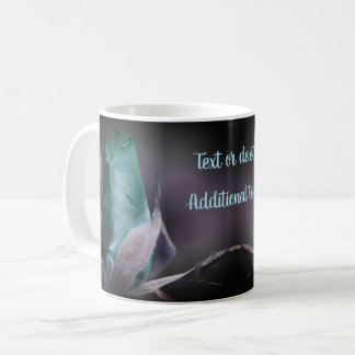Taza De Café Arte floral azul turquesa Rosebud Personalizado