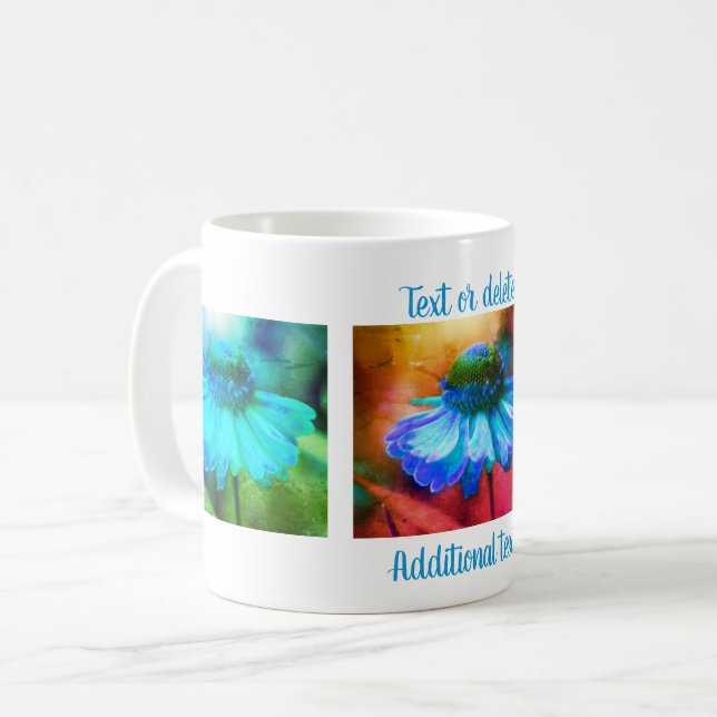 Taza De Café Arte floral azul zinnia personalizado (Anverso izquierdo)
