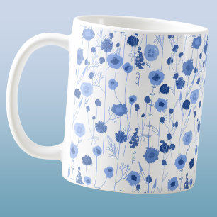 Taza De Café Arte floral botánico de pradera de flores silvestr
