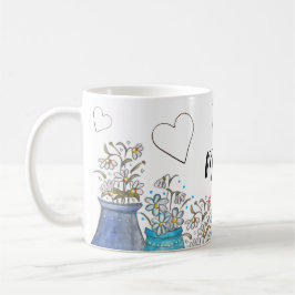 Taza De Café Arte floral de Boho azul turquesa