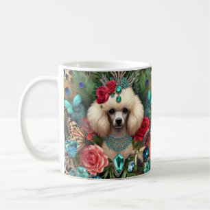 Taza De Café Arte floral de perro canino blanco