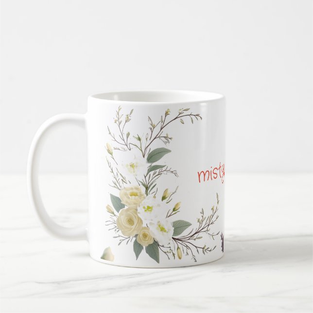 Taza De Café arte floral en espiral pastel (Izquierda)