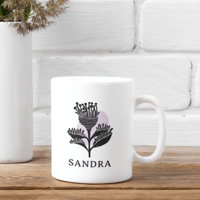 Taza De Café Arte floral monocromo personalizado único (Subido por el creador)