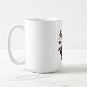 Taza De Café Arte floral oscuro personalizado de cráneo y rosas