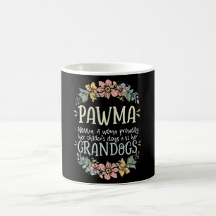 Taza De Café Arte floral Pawma Noun Definición Mama Grandma Dog