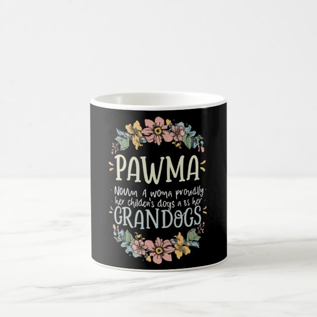 Taza De Café Arte floral Pawma Noun Definición Mama Grandma Dog (Centro)