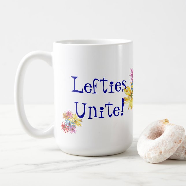 Taza De Café Arte floral zurdo (Con donut)
