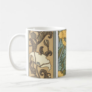 Taza De Café Arte florales antiguos Nouveau amapolas flores