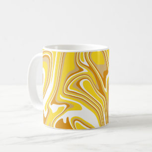 Taza De Café Arte fluido abstracto de remolino dorado