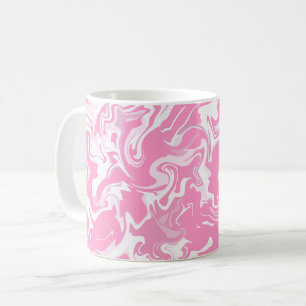 Taza De Café Arte fluido abstracto en rosa y blanco