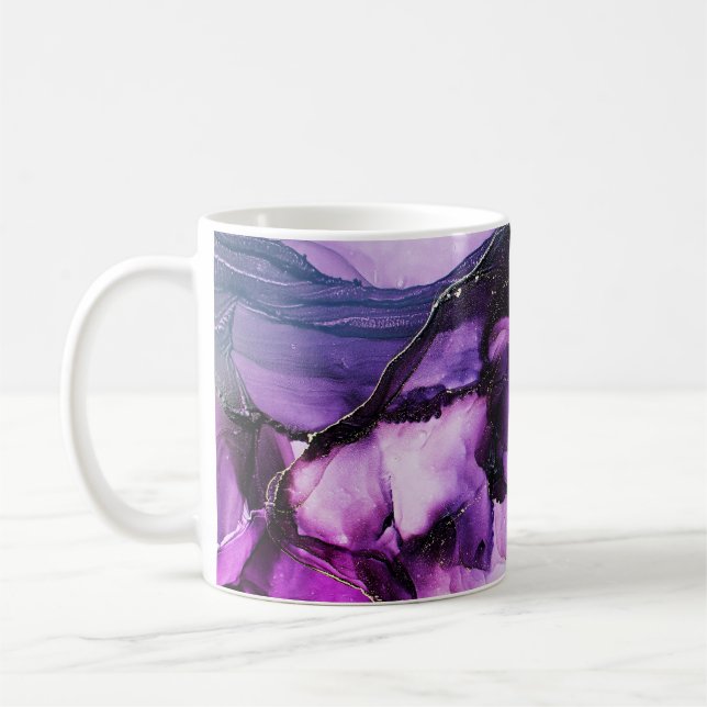 Taza De Café Arte fluido: Purple and Gold Luxury (Izquierda)