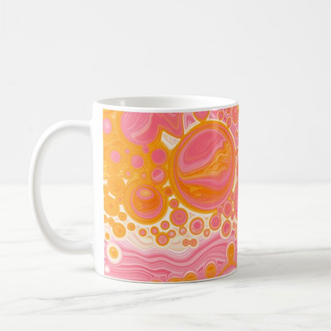 Taza De Café Arte fluido rosa y Naranja (Izquierda)