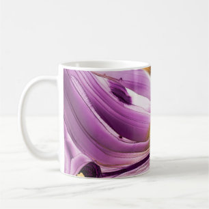 Taza De Café Arte fluido, textura de oro lila.
