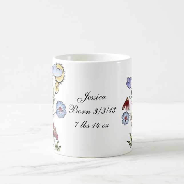 Taza De Café Arte folclórico de hadas de jardín personalizado (Centro)