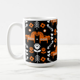 Taza De Café Arte folclórico escandinavo de caballos