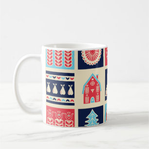 Taza De Café Arte folclórico escandinavo: floral vintage.